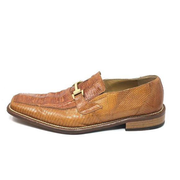 Men\'s David Eden Horsebit Loafers Shoes Size 11 Tan Genuine Crocodile Lizard main image 9